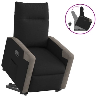 vidaXL Fotoliu rabatabil cu ridicare pe verticală, negru, textil 3324092 foto