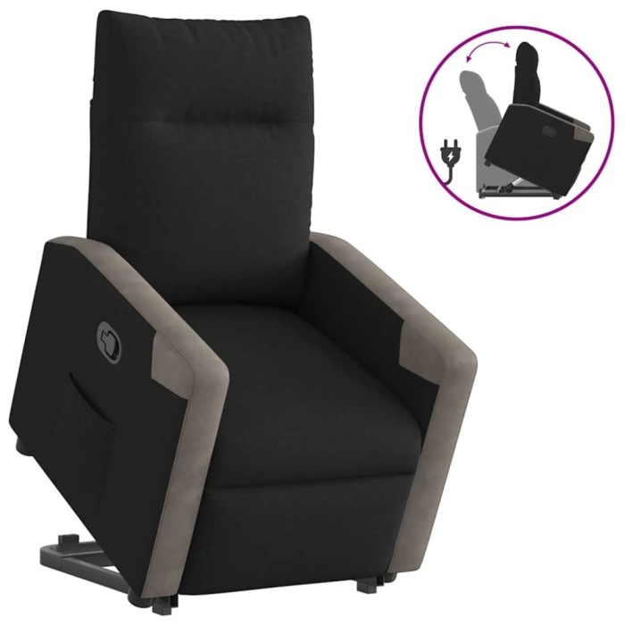 vidaXL Fotoliu rabatabil cu ridicare pe verticală, negru, textil 3324092