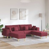 vidaXL Sofa din material textil cu pernă Roșu Vin 208 cm țesătură 3335165