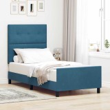 Cumpara ieftin Pat cu arcuri cu headboard Albastru inchis 100 x 200 cm Catifea