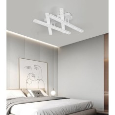 Lustra LED 96W, 4 brate cu cristale, telecomanda si aplicatie telefon, lumina/rece/calda/neutra, intensitate reglabila