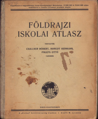 HST 630SP F&amp;ouml;ldrajzi iskolai atlasz, Atlas geografic școlar, 1926, Sibiu foto