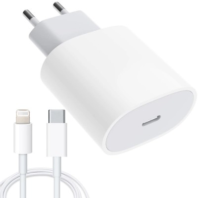 Set Incarcator Fast Charger 20W si cablu de date Fast Charge Type-C-Lightning, Compatibil cu Apple iPhone 14 / foto