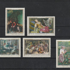 Iugoslavia 1967-Arta,Pictura,Repr. de Arta,serie 5 valori dant.,MNH,Mi.1257-1261