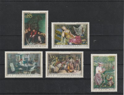 Iugoslavia 1967-Arta,Pictura,Repr. de Arta,serie 5 valori dant.,MNH,Mi.1257-1261 foto