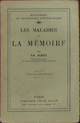 HST C3875N Les maladies de la memoire par Th Ribot 1929 foto