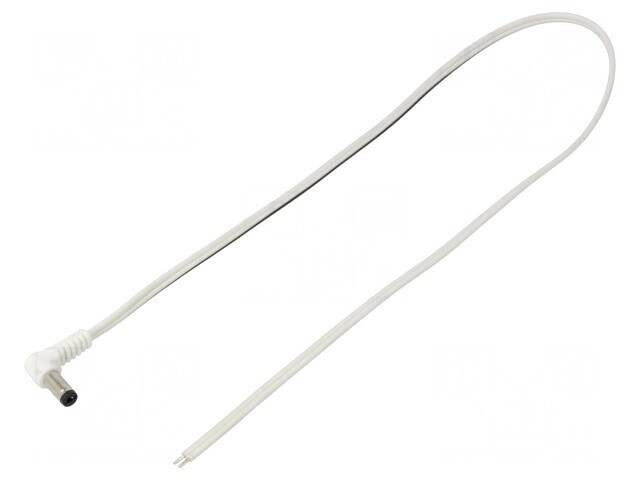 Cablu DC 5,5/2,1 Mufă Unghi Alb 0,5m 2x0,5mm2