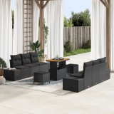 Set de canapele pentru grădină vidaXL cu perne negru poliratan acacia