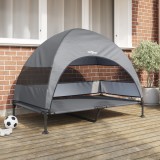 VidaXL Pat pentru c&acirc;ini ridicat cu copertină detașabilă gri deschis XL oțel