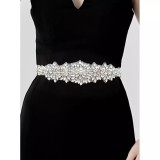 Cumpara ieftin Cordon Rochie, Model cu Strasuri , 250X5.5cm, Crem - 68069