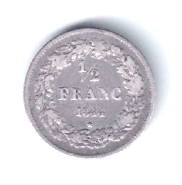 BELGIA 1/2 FRANC 1844 ARGINT VF+