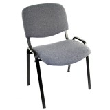 Scaun vizitator Felicia, cadru metalic, tapitat cu stofa, stivuibil, 120 kg, gri negru
