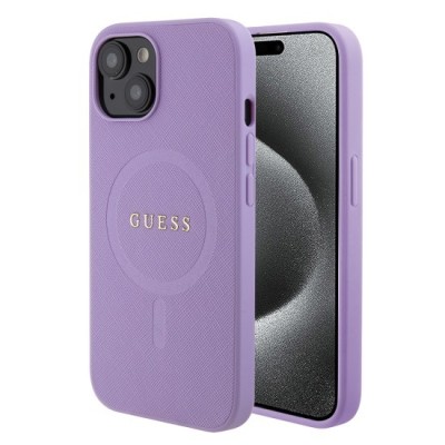 Husa pentru iPhone 15 Plus / iPhone 14 Plus - Guess Saffiano MagSafe (GUHMP15MPSAHMCU) - Purple foto