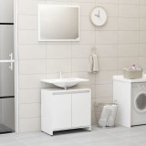VidaXL Set mobilier de baie, alb extralucios, lemn prelucrat