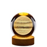 Lampa, Glob de Cristal, Jupiter, lumina calda, Glob - 6 cm diametru, Baza - 2 cm inaltime, gravata cu precizie in interiorul unui glob de cris, Oem