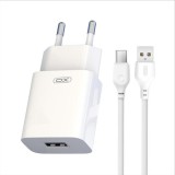 Incarcator Retea Cu Cablu USB-C XO Design L99, 12W, 2.4A, 1 x USB-A, Alb