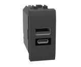 Priza USB tip A+C PD 1M 20W Living Light Bticino antracit L4192AC