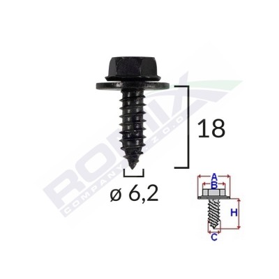 Surub Fixare Elemente Exterior Pentru Toyota 6.2X18mm Set 10 Buc 148093 C60622-RMX foto