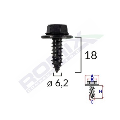 SURUB FIXARE ELEMENTE EXTERIOR PENTRU TOYOTA 6.2X18MM SET 10 BUC 62575 foto