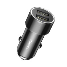 Incarcator Auto Type-C Baseus Small Screw 3.4A Dual USB Black (cablu inclus USB-C) foto