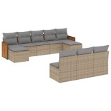Cumpara ieftin Set canapele de gradina cu perne, 10 piese, bej, poliratan
