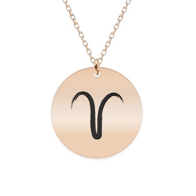 Colier argint 925 placat cu aur Roz personalizat cu semn zodiacal Berbec foto
