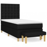 Cumpara ieftin Pat box spring cu saltea, negru, 100x200 cm, textil