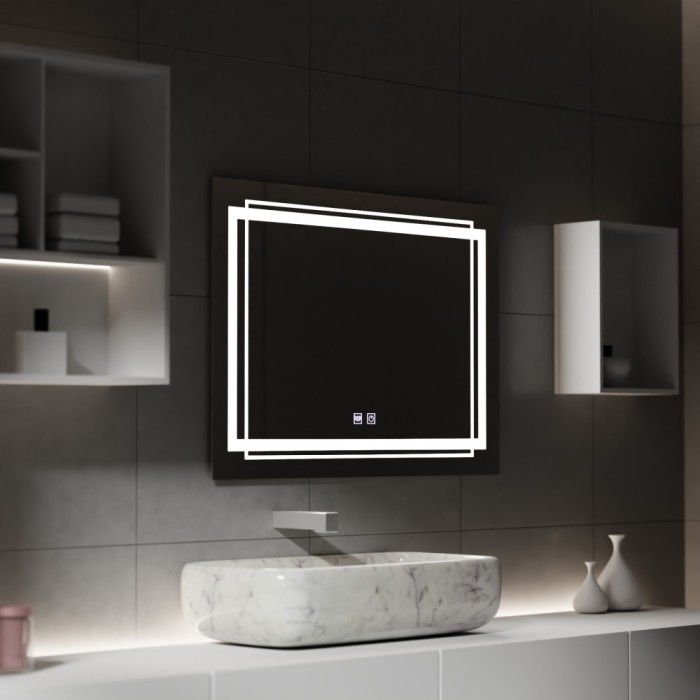 Oglinda LED Rectangulara, 80x60cm, KOVEN Touch, Sistem Dezaburire,Dimabila ModernLight Concept