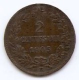 Italia 2 Centesimi 1905 - Victor Emmanuel III, Cupru, 20 mm, KM-38