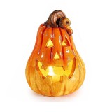 Figurina Dovleac Halloween ceramica portocalie maro cu led &Oslash; 7 cm x 7 x 10 H