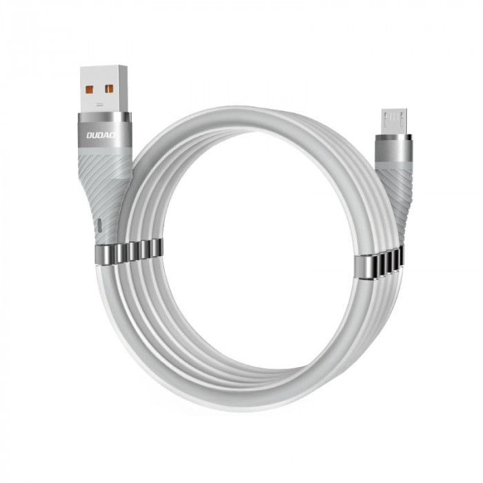 Cablu Date si Incarcare USB la MicroUSB Dudao, Cu suport organizare magnetic, 5A, 1 m, Gri L1xsM