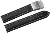 Cumpara ieftin Curea Ceas Piele Naturala Neagra Cusatura Alba Deployant 16mm - 24mm 816210200022