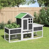 vidaXL Cușcă pentru iepuri gri 170x63x113 cm lemn masiv de pin
