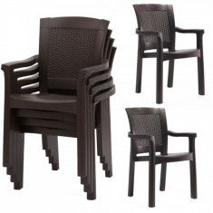 Set 6 Scaune Roma Rattan D60Xh90Xw57Xsh45Cm Polipropilen/Fibra Sticla, Hascevher, B004146-42316, Cafea foto