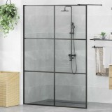 vidaXL Zid de duș walk-in Negru 140 x 195 cm sticlă securizată 42022046