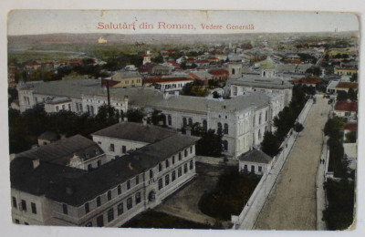 SALUTARI DIN ROMAN , VEDERE GENERALA , CARTE POSTALA ILUSTRATA , 1924 foto