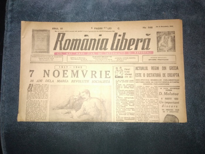 ZIAR ROMANIA LIBERA 8 NOIEMBRIE 1945