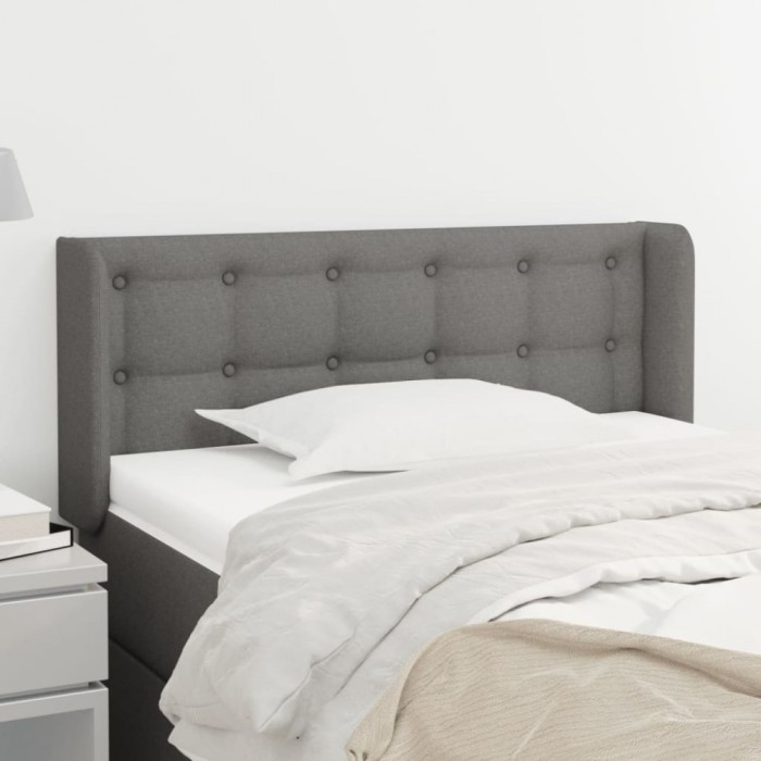 vidaXL Tăblie de pat cu aripioare gri &icirc;nchis 83x16x78/88 cm textil 3119177