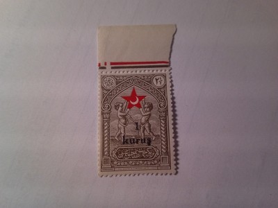 Timbru Turcia 1938 Ajutor pt copii supratipar 1 kurus/ 2 1/2 pa foto