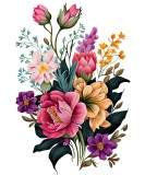 Sticker decorativ, Flori, Multicolor, 85 cm, 1216STK-2