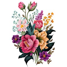 Sticker decorativ, Flori, Multicolor, 85 cm, 1216STK-2