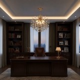 Candelabru din cristal PROWES Eleganza auriu, 8xE14, D50 cm, reglabil