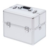 HOMCOM Cutie de Machiaj &icirc;n 3 Nivele, Geantă Profesională pentru Cosmetică, 36,5x24x29 cm, Argintiu | Aosom Romania