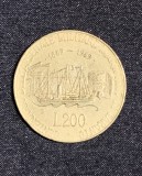 Moneda 200 lire comemorativa 1889-1989 Italia