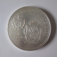 Rara! Cuba 1 Peso 1993 moneda aniversara din metal argintat