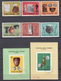 ROMANIA 1976 LP 908 LP 909 LP 910 ARHEOLOGIE DACO-ROMANA SERIE+COLITA DANTELATA+COLITA NEDANTELATA STAMPILA COMPLEZENTA BUCURESTI 1976