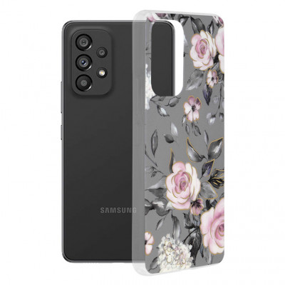 Techsuit - Marble Series - Samsung Galaxy A53 5G,gri cu flori foto