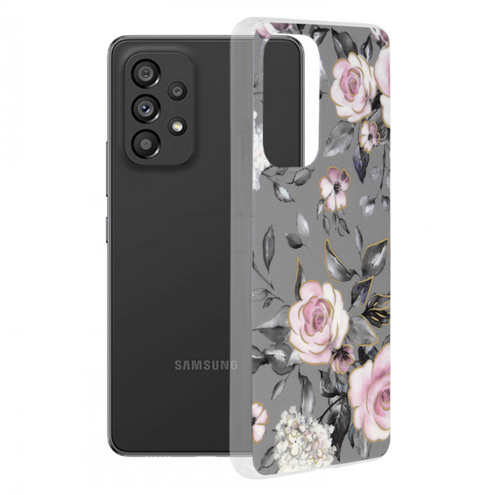 Techsuit - Marble Series - Samsung Galaxy A53 5G,gri cu flori