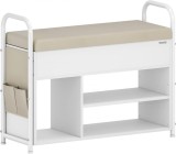 Cumpara ieftin Bancuta cu spatiu depozitare si pantofar Vasagle Alb 80.6x30x62.5 cm