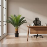Planta Artificiala Copac Tip Palmier, 24 frunze, 85 cm, Verde, cu Ghiveci
